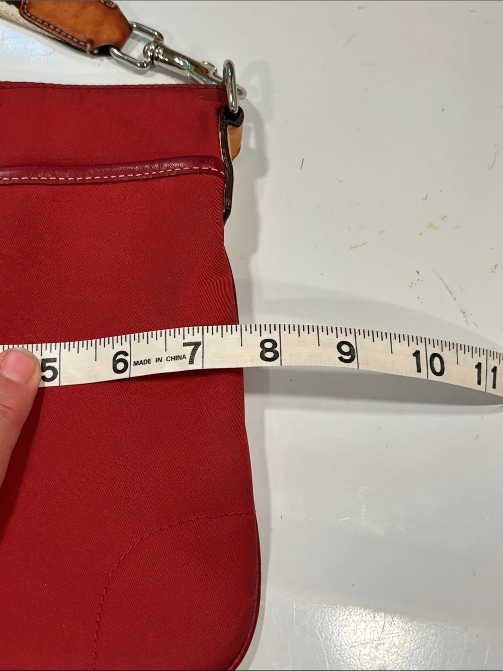Coach Red Nylon Crossbody Bag with Striped Adjustable Strap